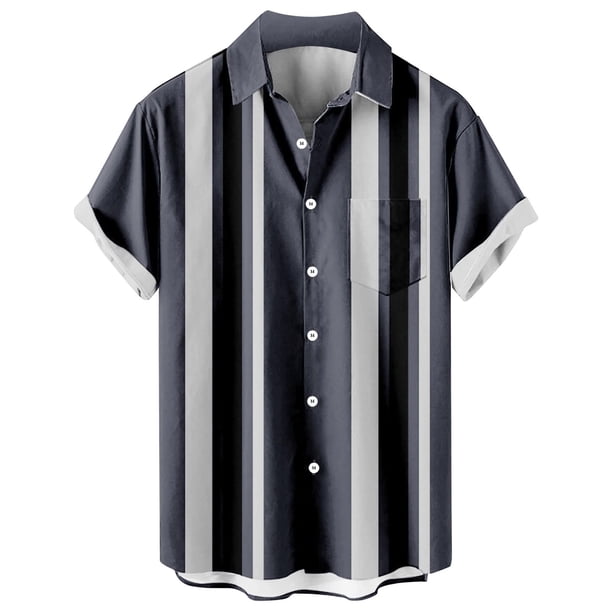 Camisas s Para Hombre Slim Fit Camisa de manga corta con estampado digital 3d de ocio de tendencia de moda de playa de turismo de vacaciones de verano para hombres (Black, 3XL)