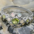 thumbnail image 5 of LBG British Made 18k White Gold Natural Peridot & Opal Womens Anniversary Ring - 33 size options - Size 6.5, 5 of 7