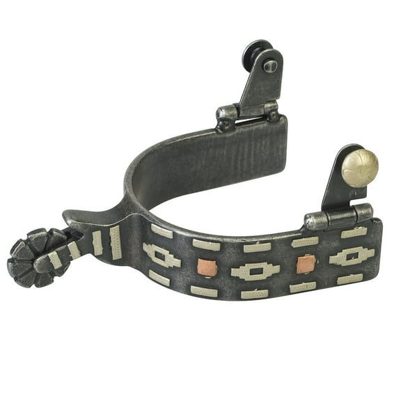 Weaver Leather Spurs: Aztec Trim & Copper Dots - Raw Steel for Style & Performance