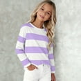 thumbnail image 6 of KAUOD Toddler Girls Cotton Striped Shirt Long Sleeve Crew Neck Pullover Sweatshirts Kids Soft Thermal Lined Sweater Clothes, 6 of 7