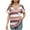 Coffee, variant on Annhoo Womens Summer Casual Tops V Neck Striped Rolled Short Sleeve Shirts Color Block Holiday Blouses with Pocket
