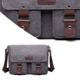 thumbnail image 3 of Canvas Messenger Bag Vintage Laptop Shoulder Bag Military Crossbody Bag - gray, 3 of 5