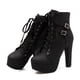 thumbnail image 4 of Zapatos de mujer Cálidos con cordones Tacón súper alto Tacón grueso Punta redonda Hebilla de cinturón Botas de tubo medio Wmkox8yii hfjk1055, 4 of 4