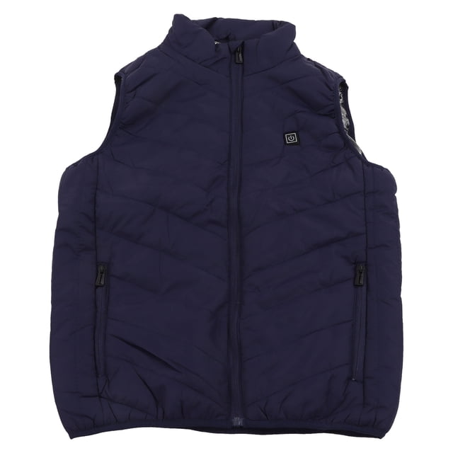 Chaleco calefactable eléctrico inteligente con USB, 2 zonas de calentamiento, 3 marchas, para hombre, para exteriores, azul oscuro, talla 2XL