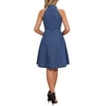 thumbnail image 3 of INSPIRE CHIC Vestido de Mujer de Mezclilla Ligero con Cuello Halter y Botones, Vestido A-Line Azul M, 3 of 6