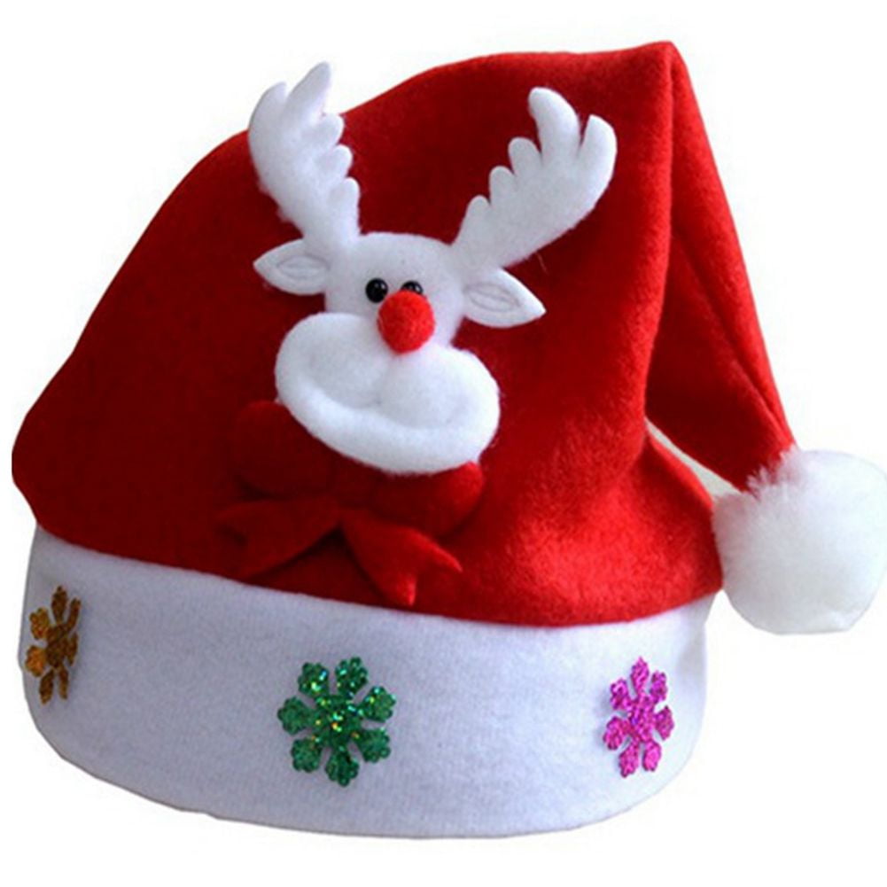 4 pc Christmas Santa Claus Hat Flashing Light Up Hair Pins Holiday Costume Clips 