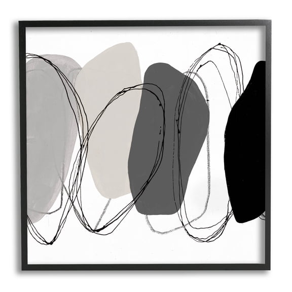 Stupell Industries Abstract Round Forms Outlines Graphic Art Black Framed Art Print Wall Art, Design by Ruth Fromstein