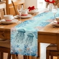 thumbnail image 5 of Table Runner - 90 Inch Long, Blue Coastal Nautical Kitchen Dining Table Runner Dresser Scarves, Summer Ocean Starfish Coral Jellyfish Farmhouse Decor for Coffee Tables Wedding Party Banquet, 5 of 8