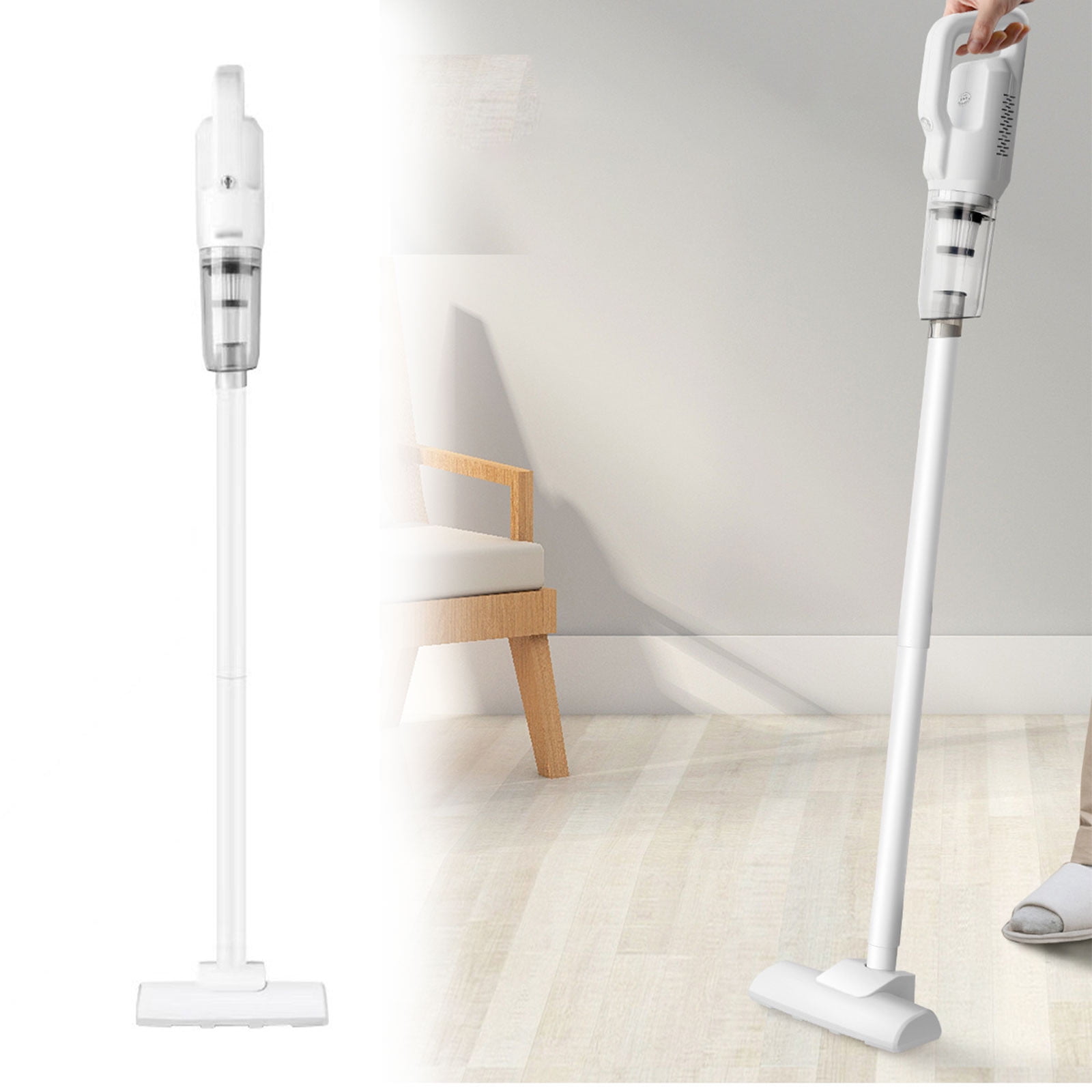 Cordless Stick Vacuum Cleaner - 30 Mins Runtime, Lightweight Vacuum for Carpet, Hardwood Floor & Pet Hair （ White ）