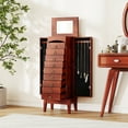 thumbnail image 4 of Gymax Jewelry Cabinet Armoire Wood Storage Box Chest Organizer with Mirror, Walnut, 4 of 9