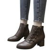 thumbnail image 4 of Jsaierl Women's Retro Ankle Boots Low Heels Chunky Cutout Bootie Western Zipper Shoes, 4 of 5