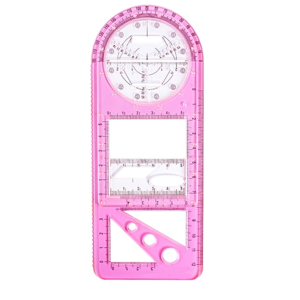 Fiudx Regla Matemática Multifuncional, Material Plástico Transparente, Plantilla de Dibujo Giratoria, Marcación y Bocetos Precisos, Ideal para Proyectos Escolares, Tamaño Compacto 20 X 9 Cm, 1 Pieza