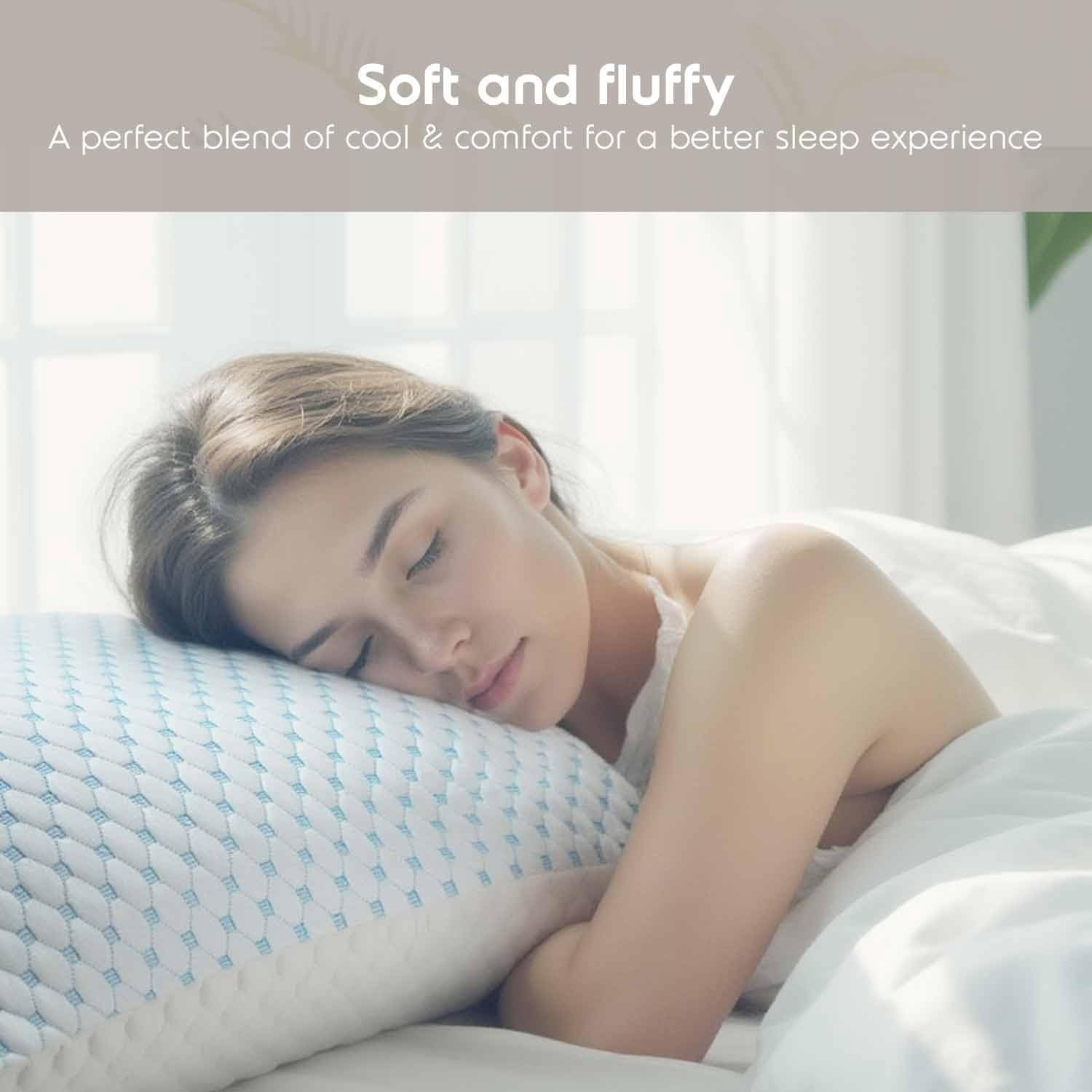 SUSIELADY King Size Cooling Pillow 1 Pack, Shredded Memory Foam, Adjustable Cold Gel for Hot Sleepers, Supportive Cool Pillow for Side Back Stomach Sleepers (20"×36", King)