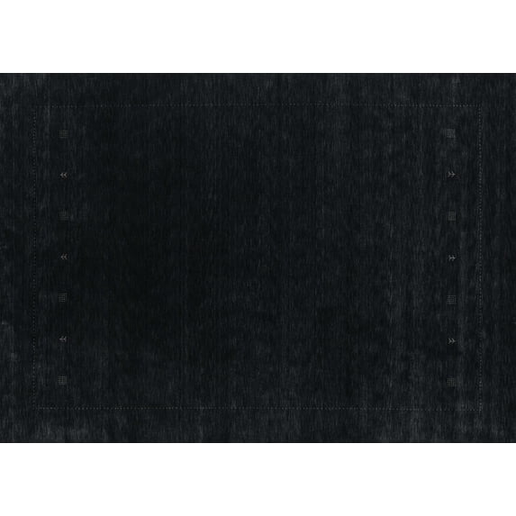 Ahgly Company Indoor Rectangle Contemporary Night Black Area Rugs, 2' x 5'