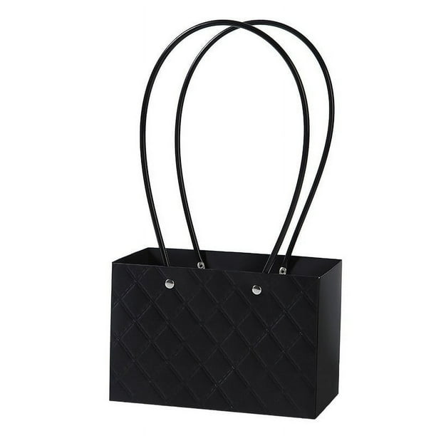 Xiao Hua bolsas de regalo para el Día de la Madre, portátiles, con asa, impermeables, para arreglos florales, de 11,4 x 10,9 x 12 cm (negras).