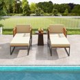 thumbnail image 4 of Costway 1 PCS Outdoor Furniture Set Patio Acacia Wood Armchair with Long Ottoman Cozy Seat, 4 of 10