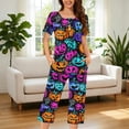 thumbnail image 2 of SwiftWear Halloween Pajamas Women 2 Piece Lounge Set Short Sleeve Henley Top & Capris Cute Pajama Sets, 2 of 6