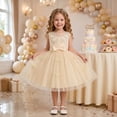 thumbnail image 7 of IBTOM CASTLE Toddler Little Flower Girls Princess Tulle Dress Sleeveless Floral Embroidery Tutu 3D Butterfly Back Bowknot For Wedding Birthday Party Evening Formal 2-3T Champagne, 7 of 7