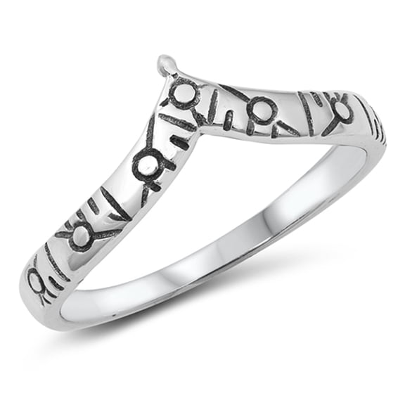 Stamped Chevron Ring .925 Sterling Silver Band Jewelry Female Male Unisex Size 5