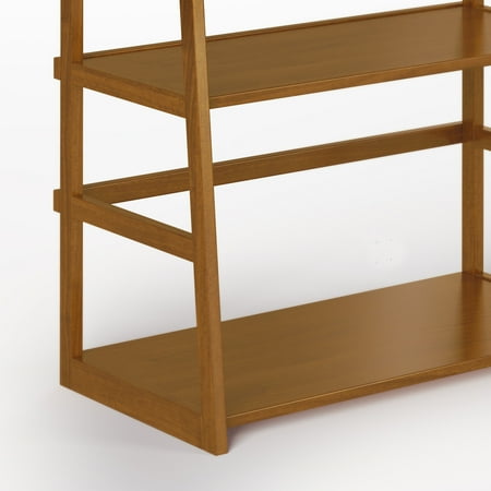Simpli Home - Acadian Solid Wood 63 inch x 30 inch Rustic Ladder Shelf Bookcase - Light Golden Brown
