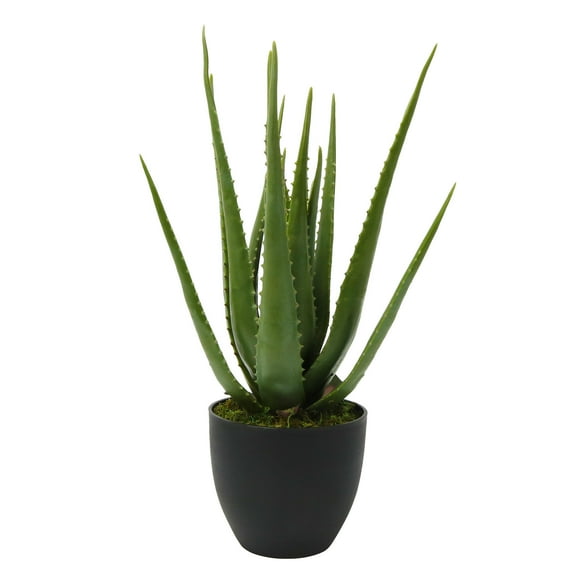 Artificial Aloe Fake Plant with Black Planter for Indoor Outdoor Decor