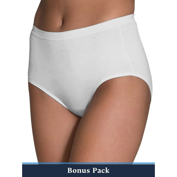 Fruit of the Loom Women's 6 3 Bonus Pack Solid White Brief Panties