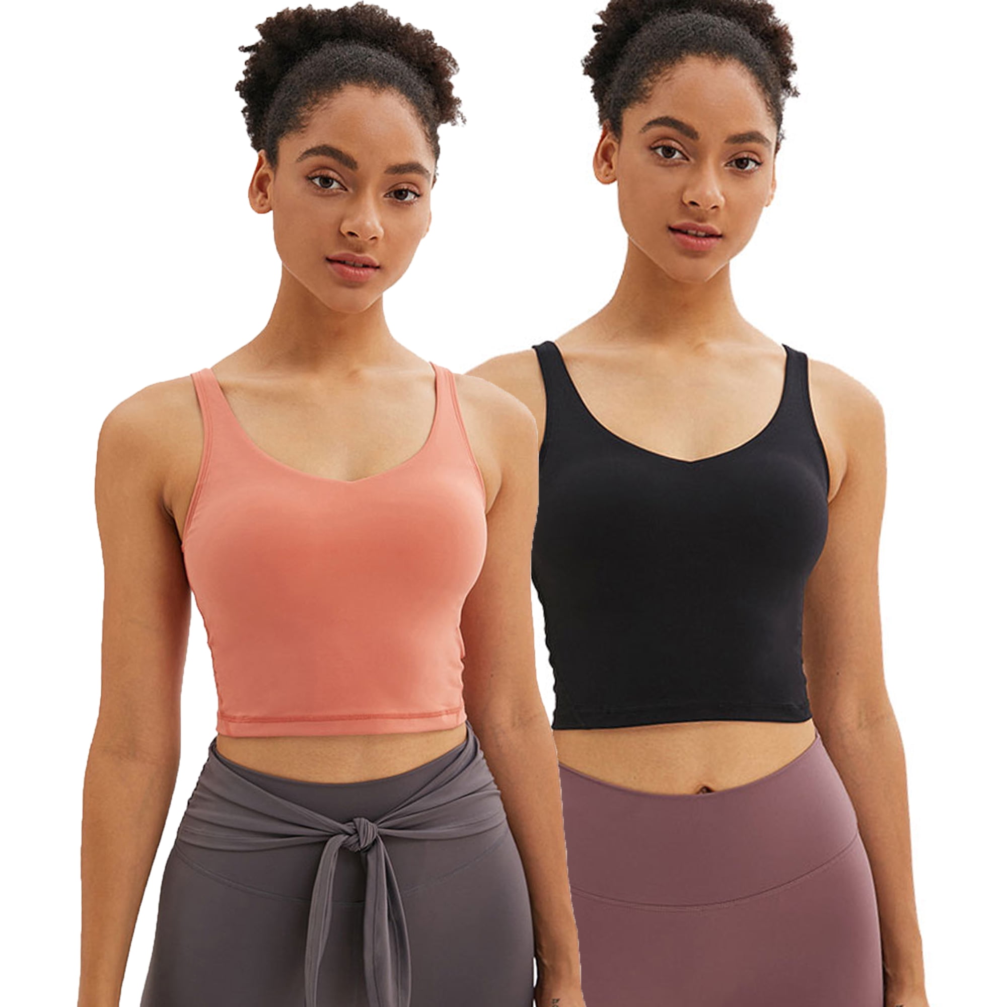 2-Pack Sports Bras for Women, Fitness Running Singlet Tops Tank Solid Yoga  Gym Vests Padded Sports Bra with Removable Pads - Walmart.com