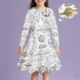thumbnail image 3 of Girls Coloring Dresses Long Sleeve Casual Cute Dress Twirly DIY Hand Printed Dresses, White, 4 Years, 3 of 3