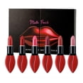 thumbnail image 1 of Juego de lápiz labial mate, 6 piezas de lápiz labial rojo para mujeres de larga duración, taza antiadherente, no se decolora, kit de lápiz labial impermeable para niñas, regalo de maquillaje, 1 of 7