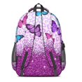 thumbnail image 3 of Purple Butterfly Leopard Pattern Cute School Backpack Bag with Padded Back and Adjustable Shoulder Straps 16.9 X 12.6 X 5.9 Inches, 3 of 5