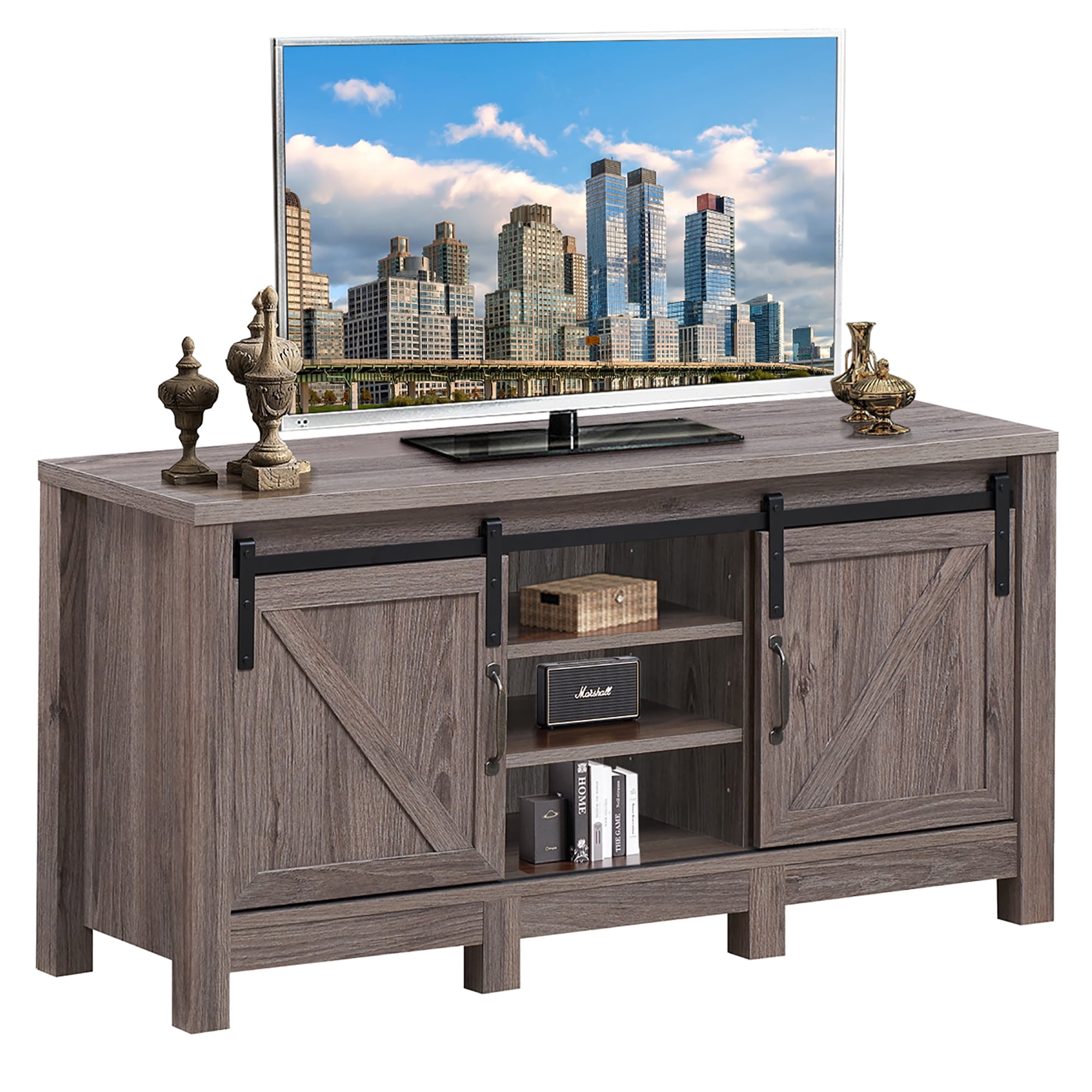 Costway TV Stand Sliding Barn Door Entertainment Center for TV's up to