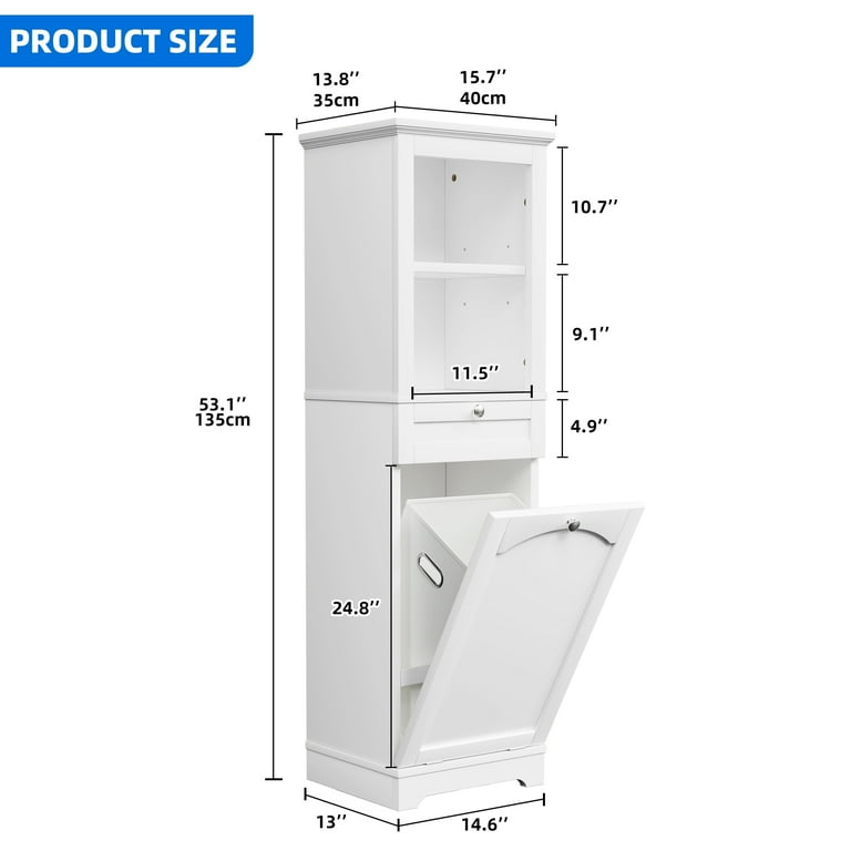 Linen cabinet with tilt out hamper deals