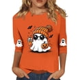 thumbnail image 3 of Trgacdwlo Halloween Shirts for Women 3/4 Length Sleeve Funny Pumpkin Ghost Women's Crew Neck Shirts Ghost Graphic Spooky Fall Women's Tunics S, 3 of 7