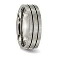 thumbnail image 3 of Mens Chisel Titanium 7mm Enamel and Grooved Brushed Wedding Band Ring for Men, 3 of 6