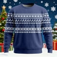 thumbnail image 2 of Christmas Sweatshirts For Men Crew Neck Ribbed Knit Casual Pullover Sweater Soft Winter Warm Holiday Crewneck Long Sleeve Pullover Top Navy 4XL, 2 of 3