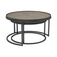 thumbnail image 1 of Benjara Table Gigogne 2 Pcs avec Dessus en Bois d'Orme, Gris, 1 of 2
