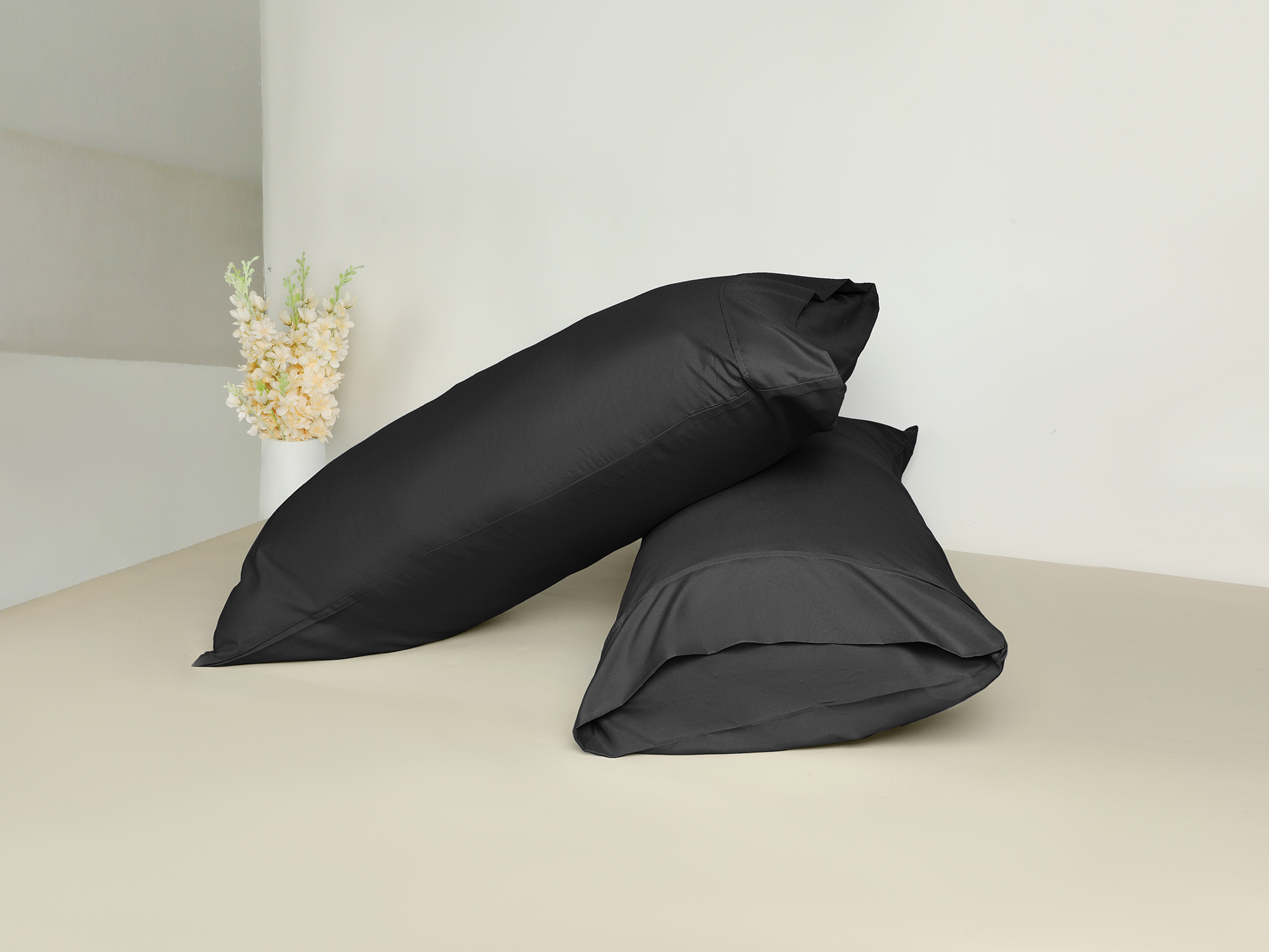 Unique Bargains Pillow Cases with Envelope Closure Pillow Covers 2 pcs Queen Black