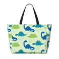 thumbnail image 2 of Disketp Cute Dinosaur Blue Green Bolsa de Playa de Gran Capacidad, Bolso Impermeable y a Prueba de Arena para Mujer, Ideal para Playa, Piscina y Natación, 2 of 7
