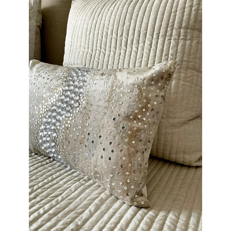 White Pintuck Throw Pillow-12 x 24