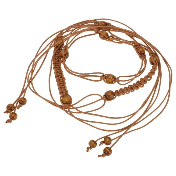 Unique Bargains 1 Pc Bohemian Tie Belt Retro Adjustable Waist Cord for Women Brown
