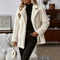 thumbnail image 5 of Enjoytime Fall Winter Fleece Jacket Women Notch Lapel Button Down Long Sleeve Coat Casual Warm Fuzzy Outerwear with Pocket, 5 of 7