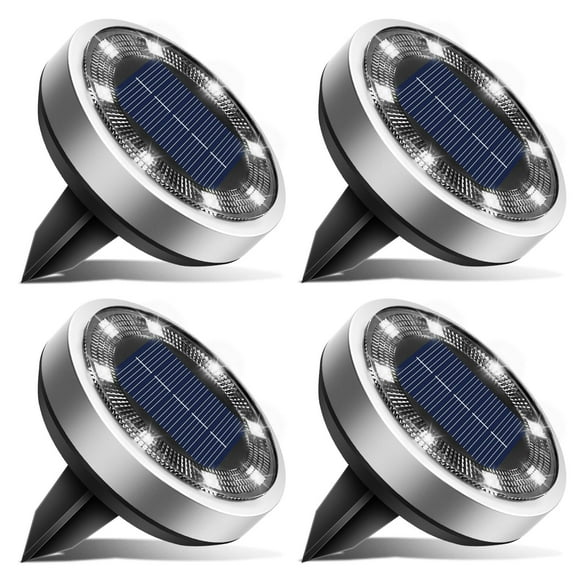Luz Solar de Disco para Suelo BTFarm 4 Paquetes 8 LED IP65 Impermeable