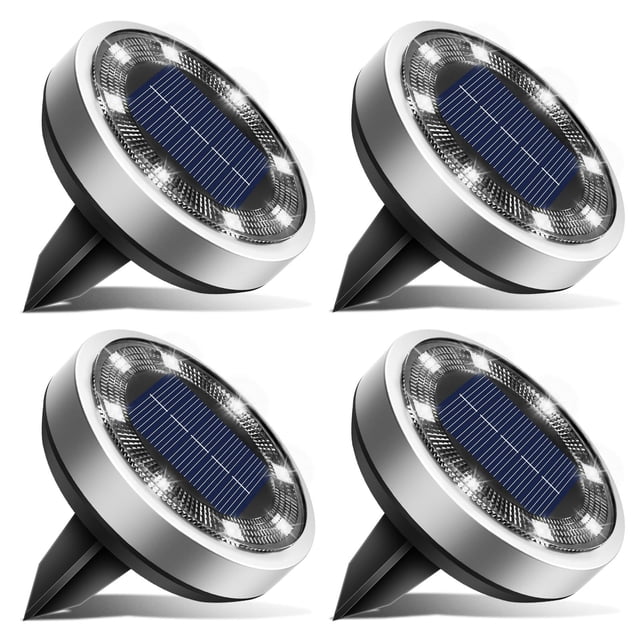 Luz Solar de Disco para Suelo BTFarm 4 Paquetes 8 LED IP65 Impermeable