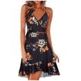 thumbnail image 1 of Vestido HUOGUO, sin mangas, cuello en V, estampado casual, para mujer, 1 of 5