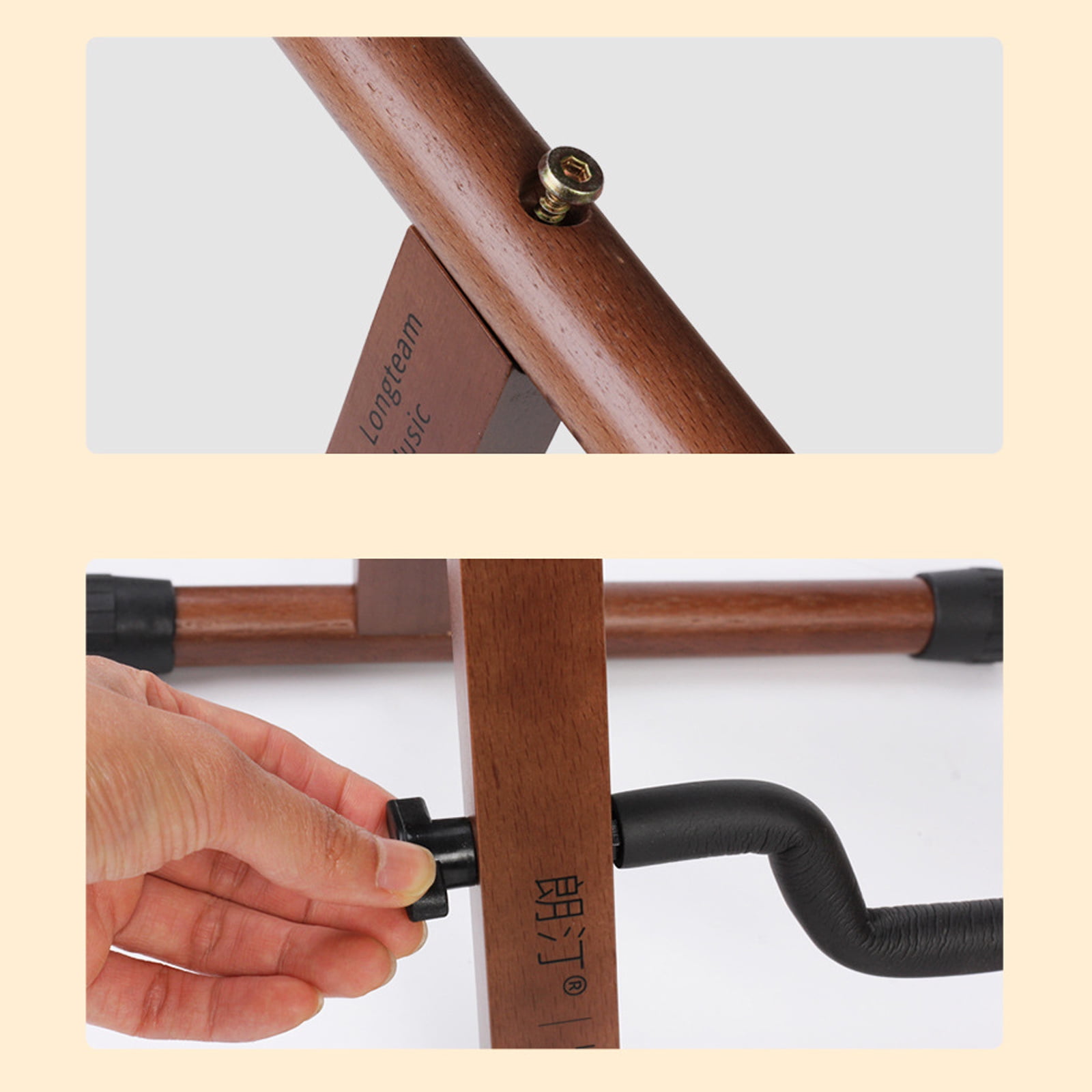 Folding Guitar Bass Floor Stand Wooden A-Frame Adjustable Floor Guitar Holder Stable and Well Constructed