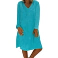 thumbnail image 1 of Vestidos Para Mujer Vestidos de Otoño Vestido de Lino de Algodón de Manga Larga Con Cuello en V Informal A La Moda Odeerbi ODB131666, 1 of 6