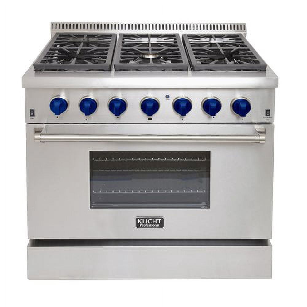 KUCHT Professional 36 in. 5.2 cu. ft. Dual Fuel Range for Natural Gas with Sealed Burners and Convection Oven in Stainless Steel with Classic Silver Knobs