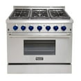 thumbnail image 2 of KUCHT Professional 36 in. 5.2 cu. ft. Dual Fuel Range for Natural Gas with Sealed Burners and Convection Oven in Stainless Steel with Classic Silver Knobs, 2 of 5
