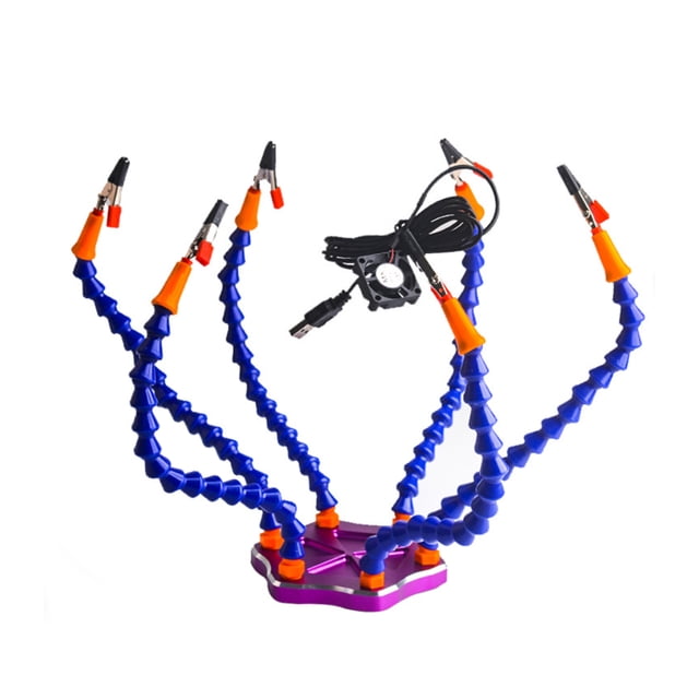 Soldering Iron Helping Holder Third Hand 6 Flexible Arms Soldering Station Welding Tool Set with USB Fan