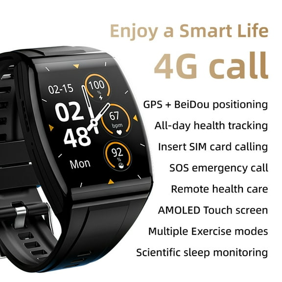 E EYAFA 4G Smart Watch AD03 with SIM Card Slot,1.93 inch AMOLED Screen for Men and Women